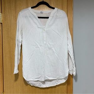 Old Navy White Long Sleeve Popover Tunic Top - Size Medium